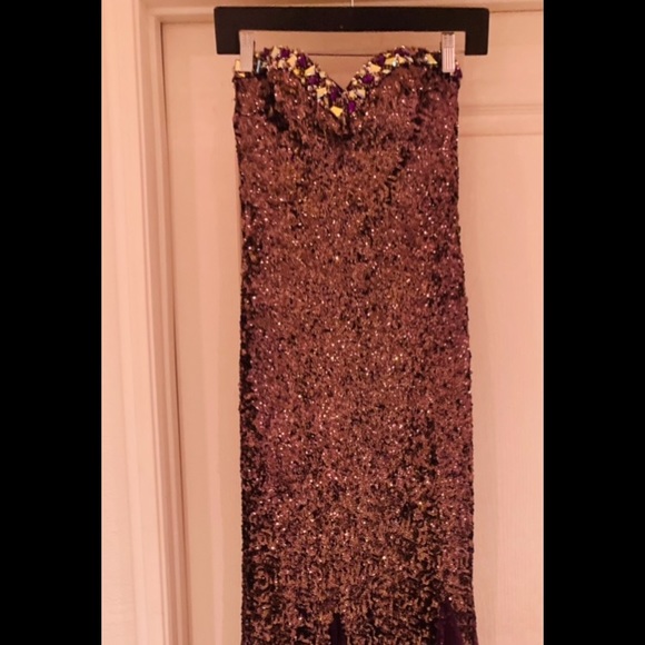 Purple sequin long evening gown - Picture 11 of 11